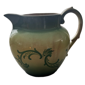 Elegant Green and Cream Ceramic Pitcher